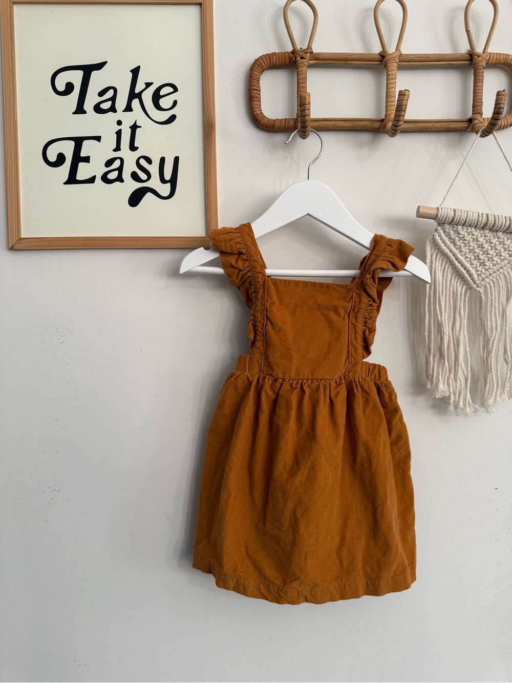 Carters 18m light corduroy ruffle overalls dress